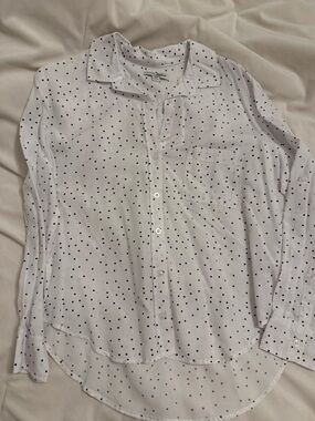 Jachs Girlfriend White Button-Up Shirt with Black Polka Dots